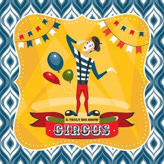 Circus card with mime artist