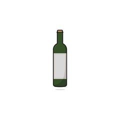 Green Wine Bottle. Isolated on White Background.