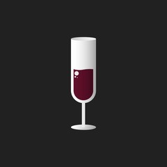 Wine Glass Vector. Isolated on Black Background.