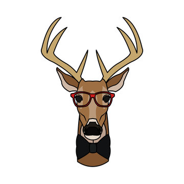 deer or stag hipster animal icon image vector illustration design 
