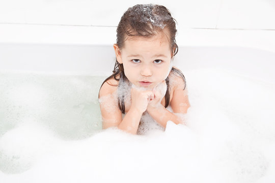 Asian little baby in the bath