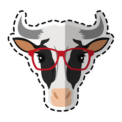cow hipster animal icon image vector illustration design 