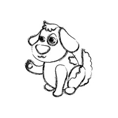 dog cartoon drawing sitting vector icon illustration