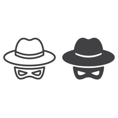 Spy line and solid icon, outline and filled vector sign, linear and full pictogram isolated on white. Spyware symbol, logo illustration