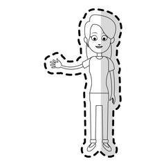 happy pretty woman waving hand  icon image vector illustration design 