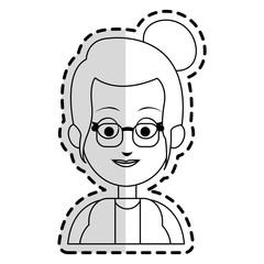 happy pretty woman cartoon with glasses icon image vector illustration design 