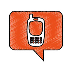 speech bubble with cellphone icon vector illustration design