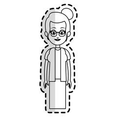 happy pretty woman cartoon with glasses icon image vector illustration design 