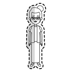 happy pretty woman cartoon with glasses icon image vector illustration design 