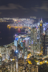 Hong KOng Skyline at Night, View from the Peak