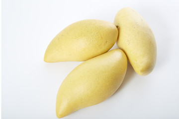 Yellow mango  on a white  background