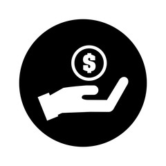 hand human with coin isolated icon vector illustration design