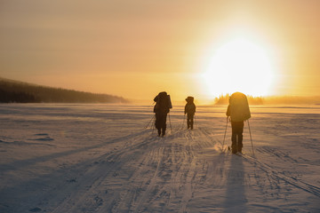 Tourists in Russian Lapland, Kola Peninsula