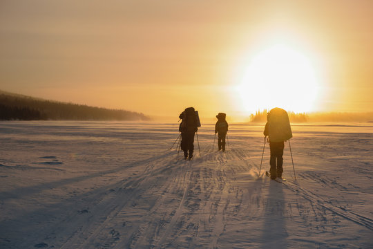 Tourists in Russian Lapland, Kola Peninsula