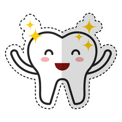 happy healthy tooth character icon vector illustration design