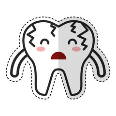 Broken tooth sad character icon vector illustration design