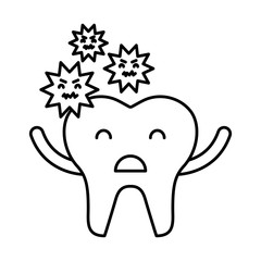 tooth with caries character icon vector illustration design