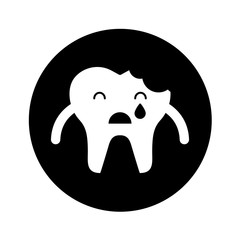 Broken tooth crying character icon vector illustration design