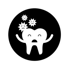 tooth with caries character icon vector illustration design