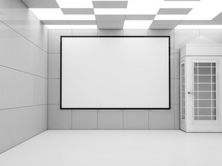 Poster mockup in modern interior with lamps. 3D rendering