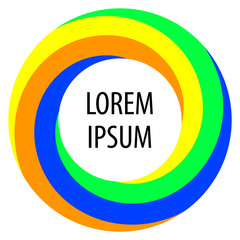 Round spiral shape background. Twisting color strips creating a circle, in the center of which is space for text. Vector .
