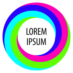 Round spiral shape background. Twisting color strips creating a circle, in the center of which is space for text. Vector .