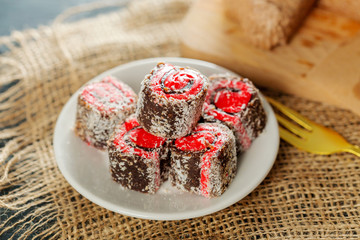 traditional eastern desserts on wooden background