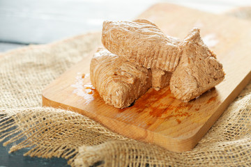 traditional eastern desserts on wooden background