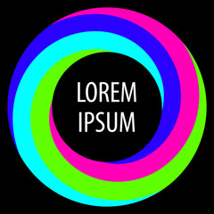 Round spiral shape background. Twisting color strips creating a circle, in the center of which is space for text. Vector .