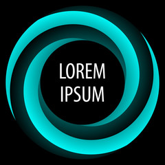 Round spiral shape background. Twisting color strips creating a circle, in the center of which is space for text. Vector .