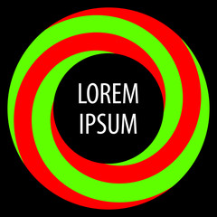 Round spiral shape background. Twisting color strips creating a circle, in the center of which is space for text. Vector .