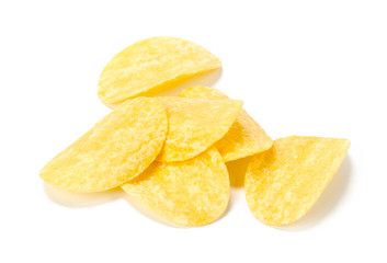 Naklejka na ściany i meble yellow potato chips isolated on white