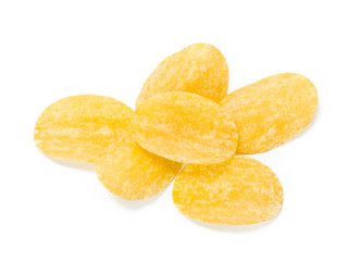 yellow potato chips isolated on white