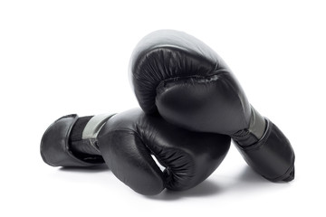 Boxing gloves close up on a white background