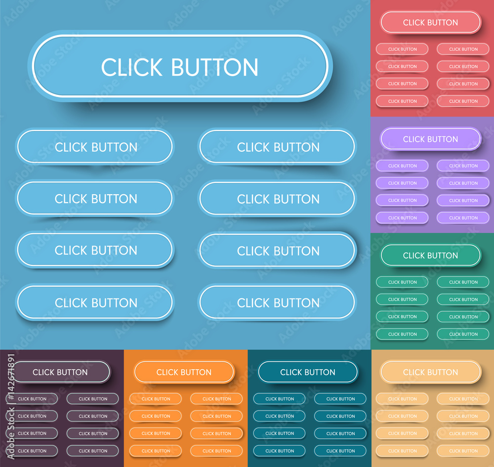 Aufkleber Design of rectangular buttons with rounded corners and stroke,