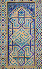 Old Eastern mosaic on the wall, Uzbekistan