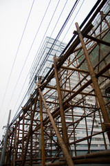 Traditional bamboo scaffolding used in construction in China