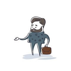 Business Man Human Resources, Businessman Cartoon Character Full Length Thin Line Vector Illustration