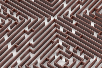 Wood texture maze. Close up 3D rendering image on white background