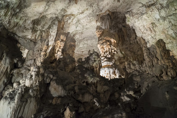 Cave stalactites and stalagmites formation