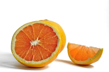 Closeup of grapefruits on a white background