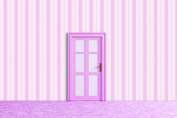 Pink door and white wall