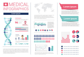 Obraz premium Health Medicine Infographics Information Banner With Copy Space Vector Illustration