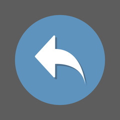 Arrow left, reply flat icon. Round colorful button, circular vector sign with shadow effect. Flat style design