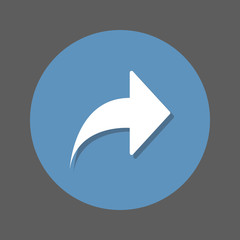 Arrow right, forward flat icon. Round colorful button, circular vector sign with shadow effect. Share flat style design
