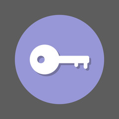 key, password flat icon. Round colorful button, circular vector sign with shadow effect. Flat style design