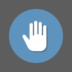 Fototapeta premium hand flat icon. Round colorful button, circular vector sign with shadow effect. Flat style design