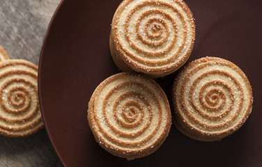 Sugar cookies on a wooden table
