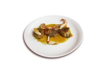 Plate of garnished monkfish