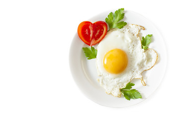 Fried egg on the white background